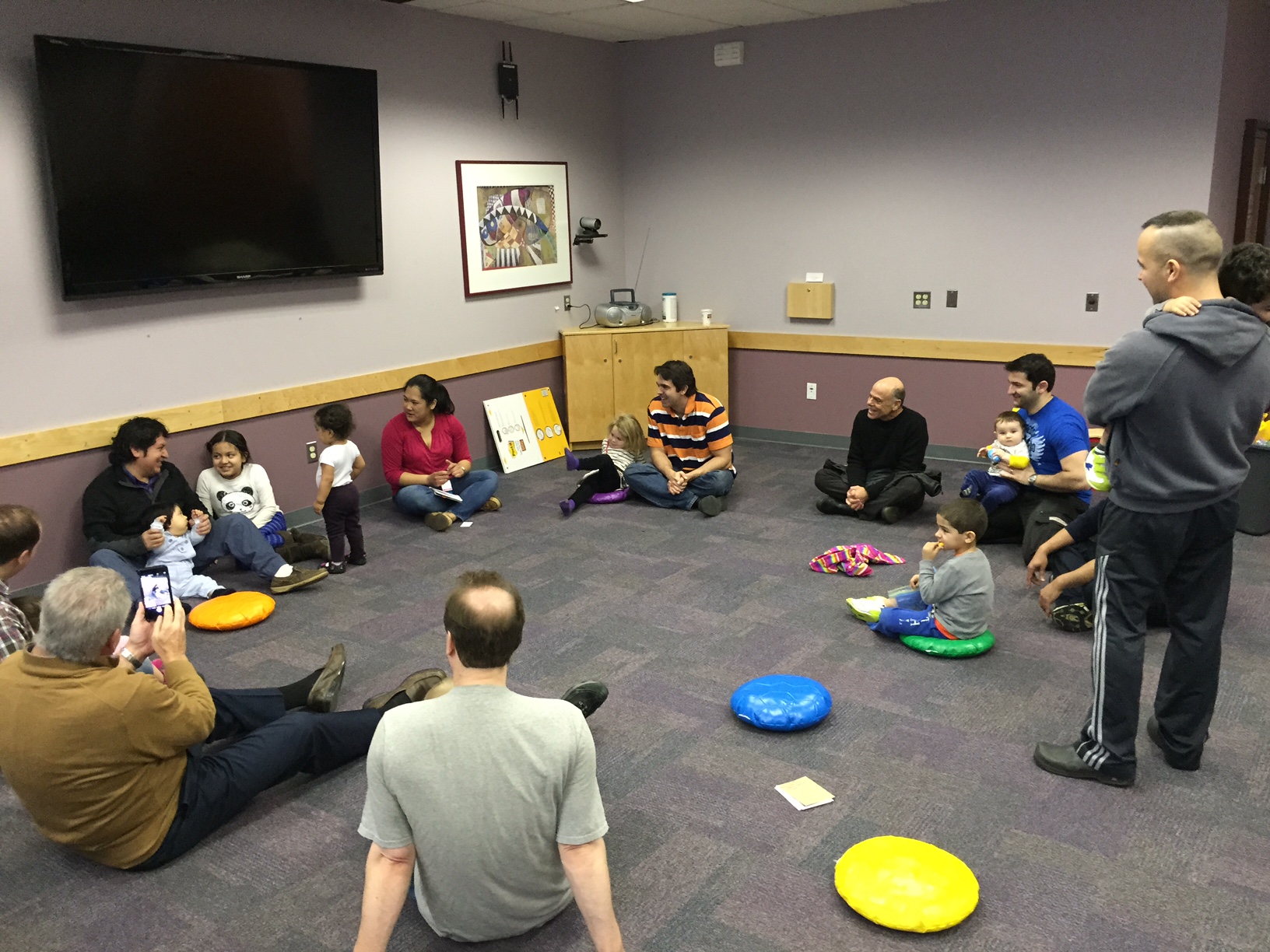 Fathers and children at The Fatherhood Projects Dads and Kids Activity Group at MGH Revere HealthCare Center