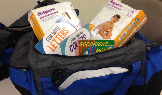 The Fatherhood Project Teen Dads Kit: Duffel bag with diapers and children's books